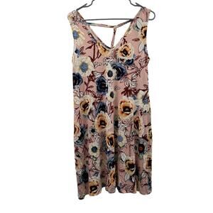 Maurices Pink Multicolor Floral Print Sleeveless Strappy Back Shift Mini Dress M